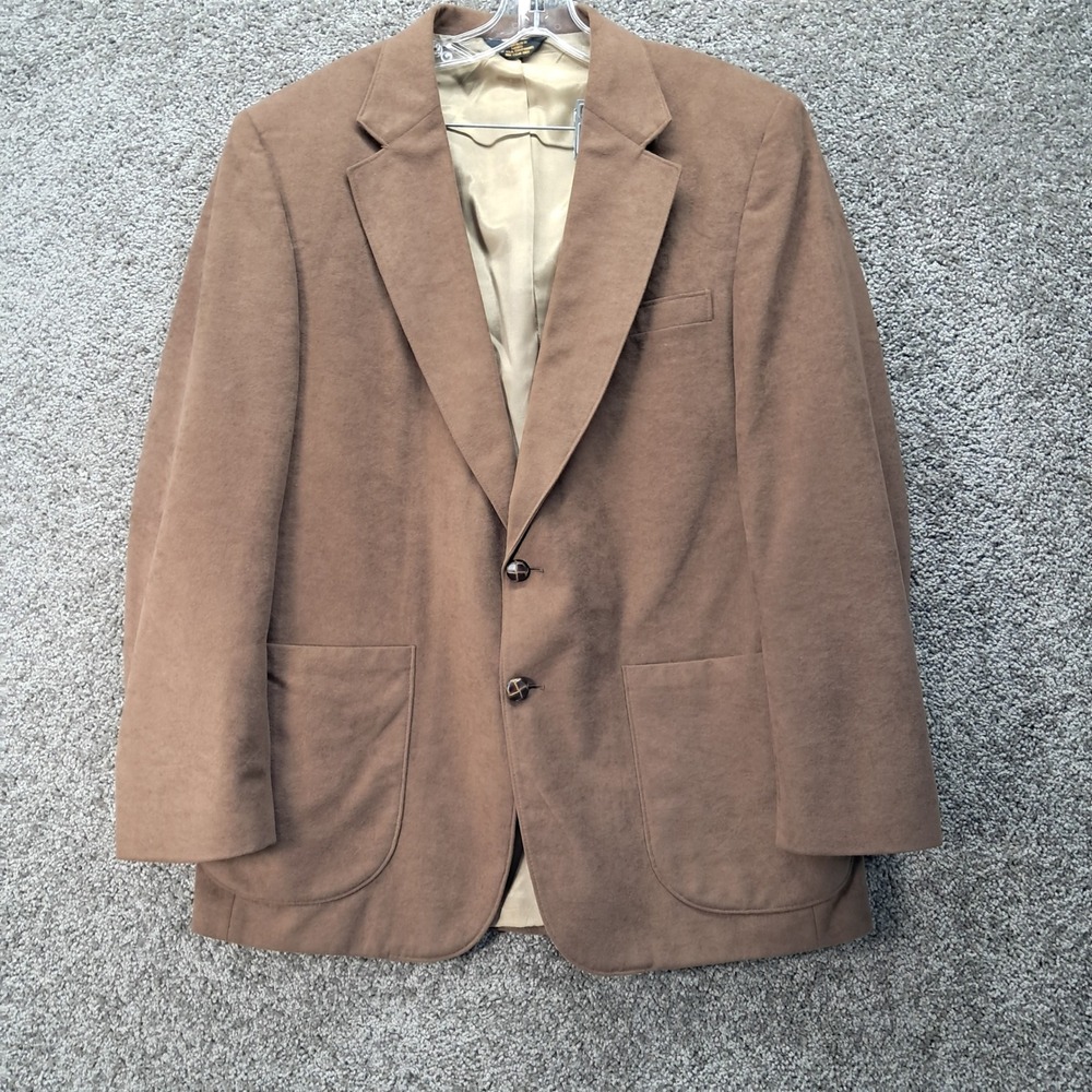 John L Blair Mens Brown Faux Suede Two Button Blazer Sport Coat Jacket Size 44R